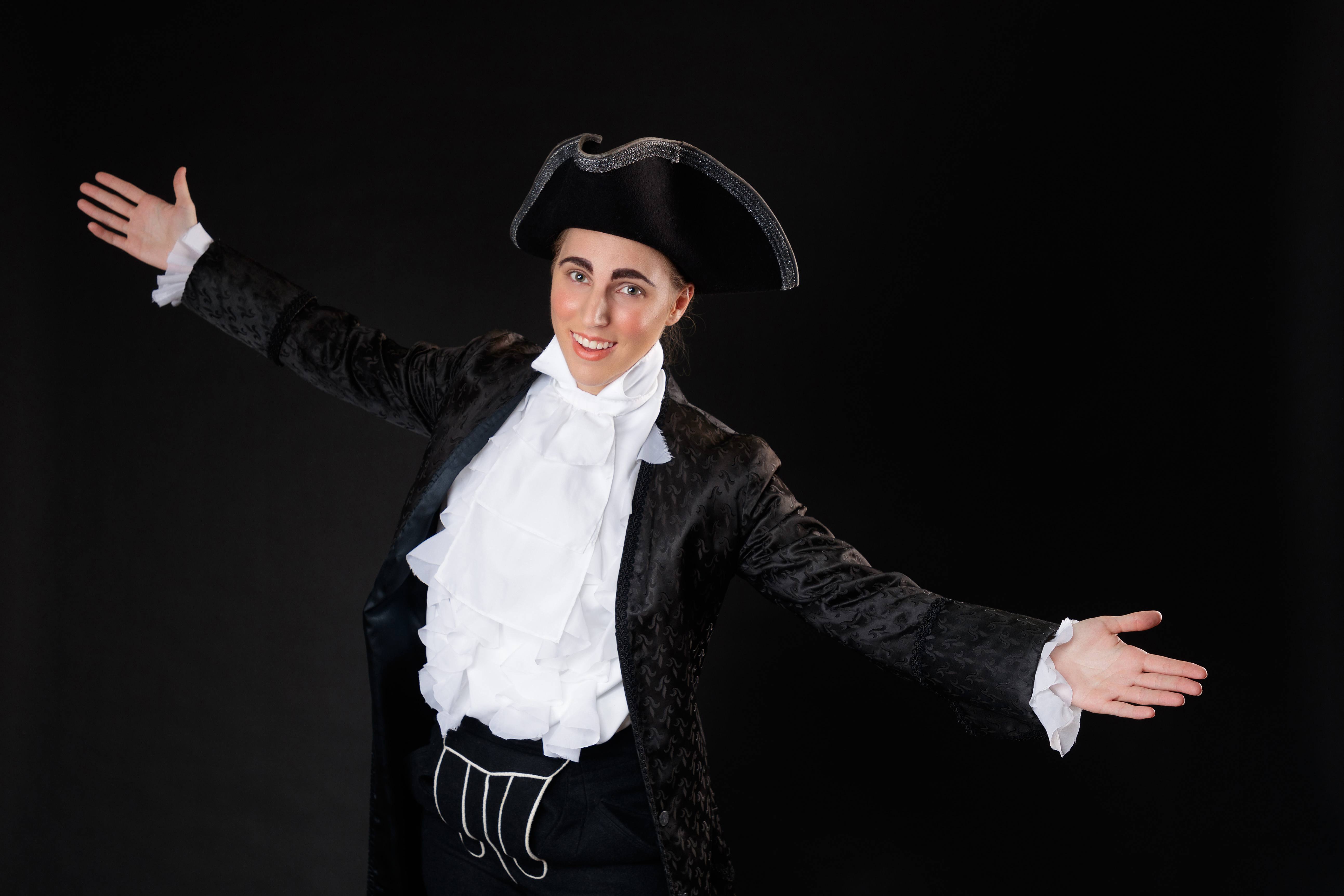 Lana Maletić in eighteenth-century trouser-role costume